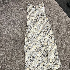 Cowl neck snakeskin midi dress